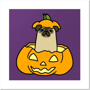 Jack O' Lantern Pug Posters and Art